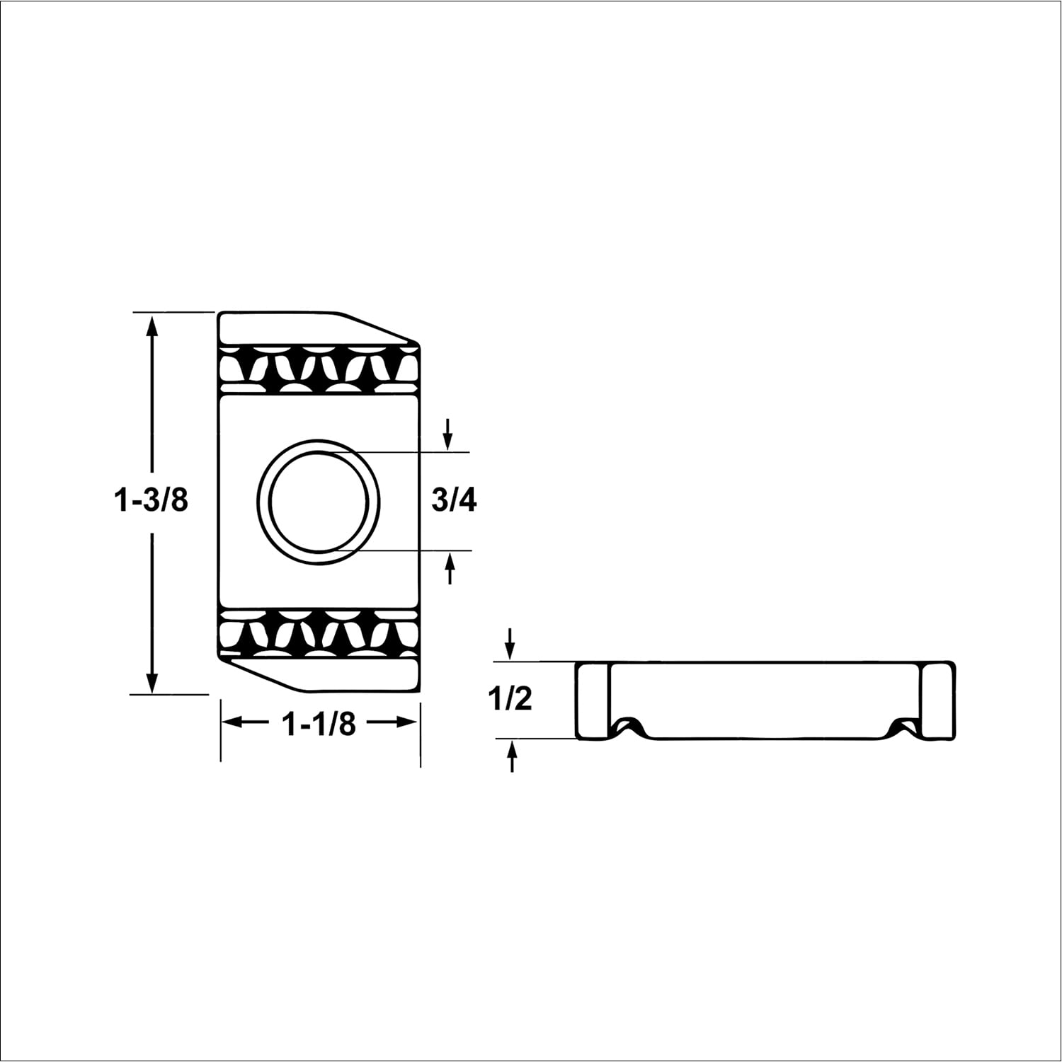 Highcraft 3/4" x 1-3/8" Threaded Strut Channel Nuts, Steel