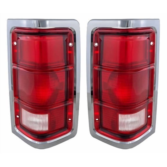 New Chrome Bezel Tail Light Pair / For 81-93 Dodge Ram Truck Ramcharger Taillamp