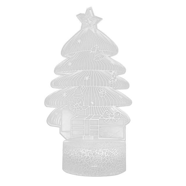 Lámpara de regalo con luz nocturna alimentada por USB con decoraciones acrílicas en 3D. Bonitos diseños de árboles de Navidad, ciervos y norias. Ideal para Navidad y cumpleaños.
