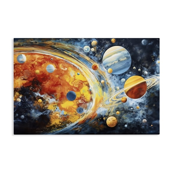 Stupell Industries Contemporary Space Whirl Planets Canvas Art, 24 x 16, by Ray Powers