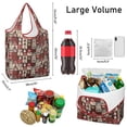 thumbnail image 3 of 5 Pack Foldable Shopping Bag,Red Christmas Collage Pattern Reusable Grocery Bags with Pockets,Large Reusable Tote Bags with Handles Waterproof & Lightweight, 3 of 6