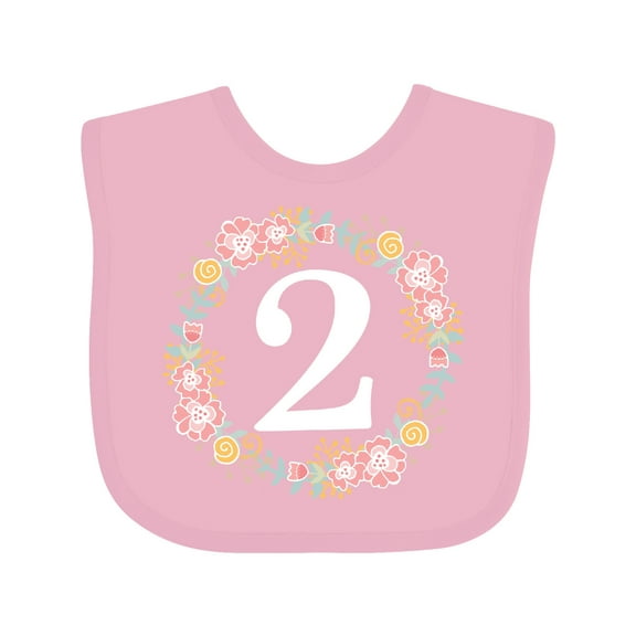 Inktastic 2nd Birthday Rose Wreath 2 Year Old Girl Girls Baby Bib