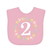 Inktastic 2nd Birthday Rose Wreath 2 Year Old Girl Girls Baby Bib