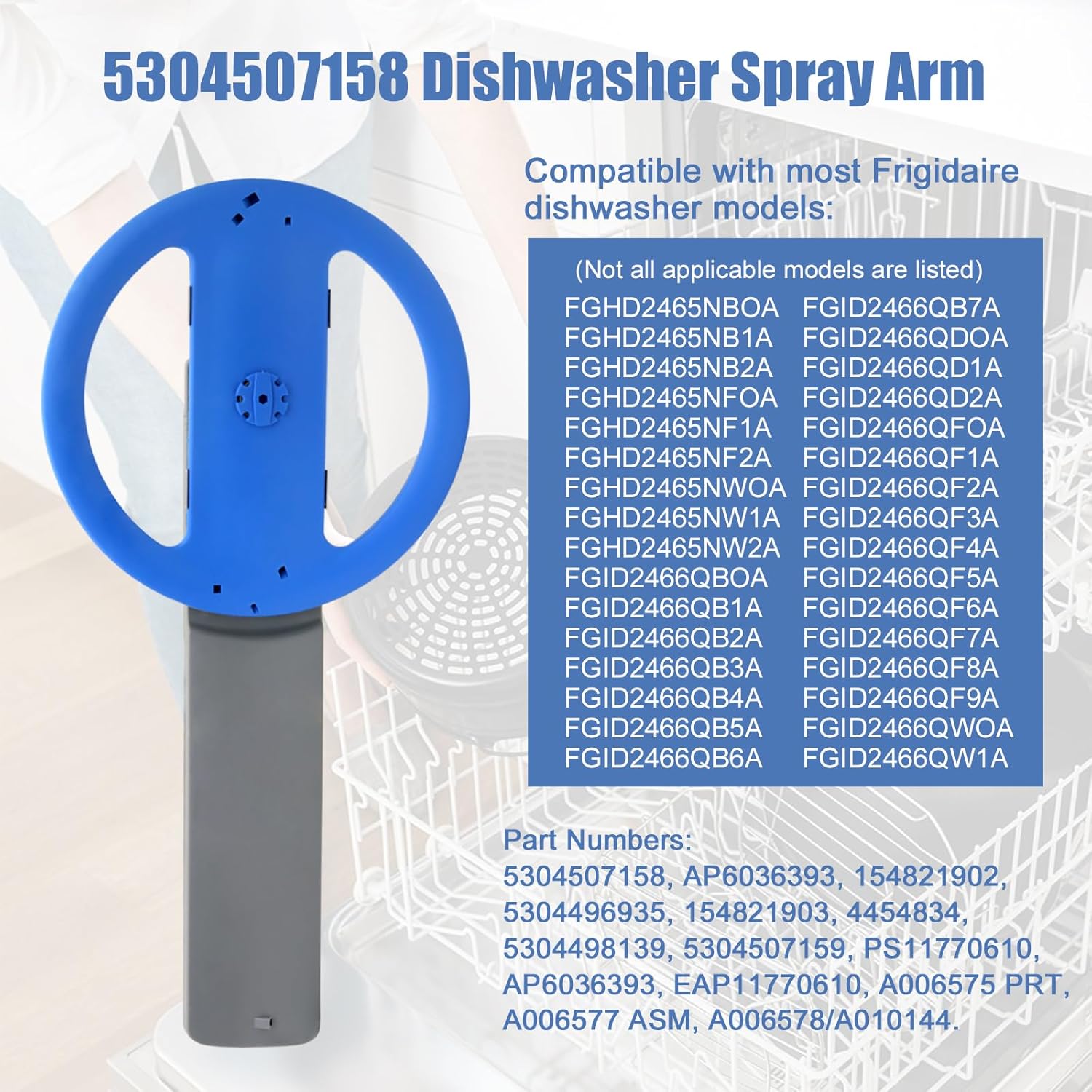 Upgraded 5304507158 Dishwashers Lower Wash Arm Assembly for AP6036393, PS11770610,  A006575 PRT, 154821902, 5304496935, 154821903