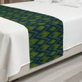 thumbnail image 2 of Wave Bed Runner, Abstract Chevron Zigzag Inspired Geometric Motif Depiction in Vibrant Colors, Decorative Accent Bedding Scarf for Hotels Homes and Guestrooms, Queen, Indigo Apple Green, by Ambesonne, 2 of 2