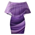 thumbnail image 6 of Vibrant Abstract Violet Textured Background Women's Off The Shoulder Ruffles Summer Wedding Guest Loose Casual Party Beach Dress, 6 of 9