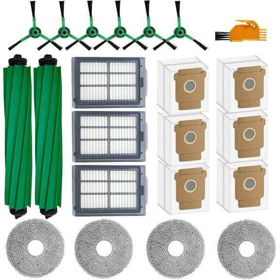 22-Piece Replacement Parts Kit for iRobot Roomba 405 & 505, Combo Robot Vacuum Accessories include 2 Roller Brushes, 4 Mop Pads, 3 HEPA Filters, 6 Side Brushes, 6 Vacuum Bags