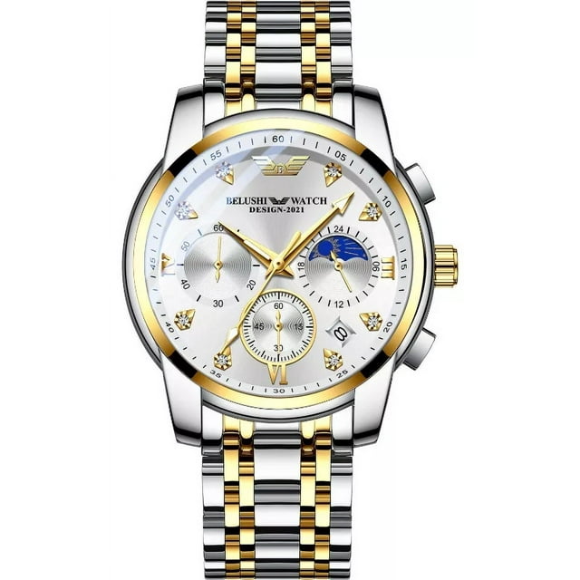 Belushi Reloj De Cuarzo Luminoso Con Fase Lunar Impermeable