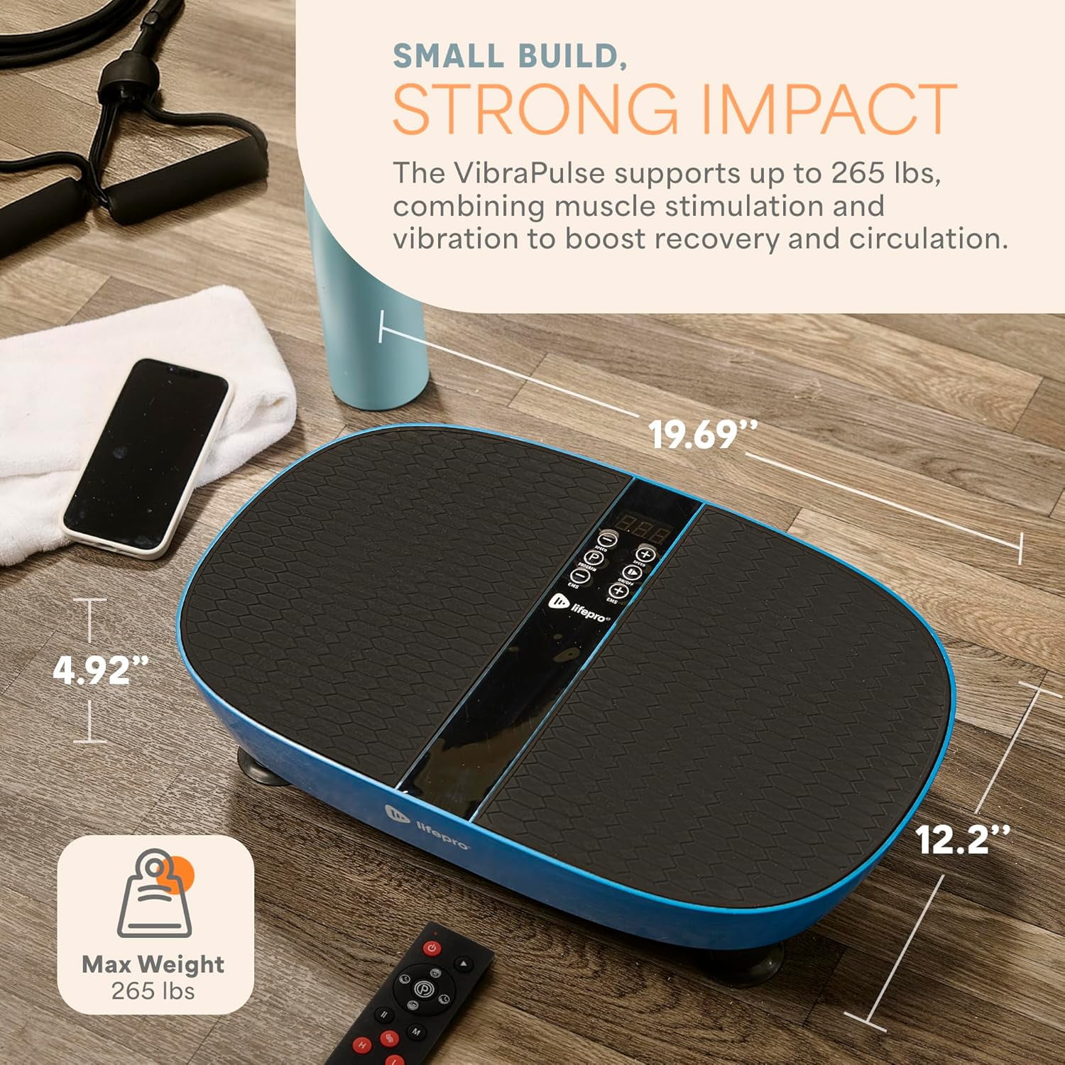 Lifepro VibraPulse Vibration Plate Exercise Machine – Compact Vibrating Plate for Lymphatic Drainage, Balance, Flexibility & Home Workouts - Blue