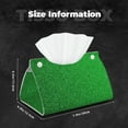 thumbnail image 5 of Fuzoiu Green Sparkling Shiny Print Tissue Box Cover, PU Leather Tissue Holder,Decorative Facial Paper Organizer for Bathroom Living Room Bedroom Countertop Office Desk Car Home, 5 of 7