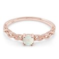 thumbnail image 2 of AFFY 4MM Round Created Opal Solitaire Crisscross Promise Ring 14K Rose Gold over Silver-7, 2 of 6