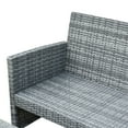 thumbnail image 6 of Outsunny 4pcs Wicker Outdoor Patio Furniture Set with Sofa and 2 Chairs, Rattan Conversation Sets with Cushions, 1 Center Table, Garden, Gray, 6 of 9