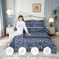 thumbnail image 3 of meiyoeat Nautical Floral King Size Comforter Sets For Men Women,Navy Print Comforters King Size,Blue White,Navy Blue Reversible,3 Pieces,1 Comforter and 2 Pillowcases, 3 of 7