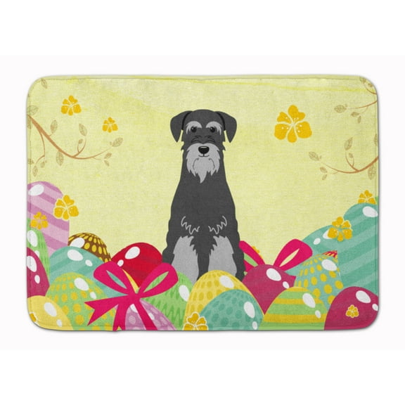 Carolines Treasures BB6034RUG Easter Eggs Standard Schnauzer Black Grey Machine Washable Memory Foam Mat 19 X 27"