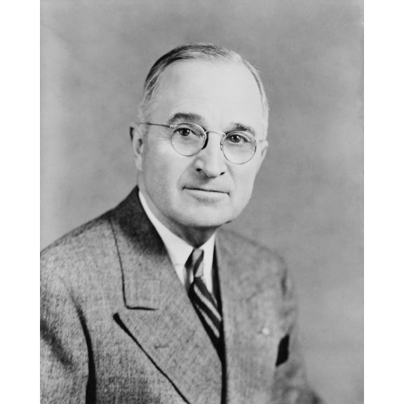 Digitally restored vector portrait of Harry S Truman Canvas Art - John ParrotStocktrek Images (13 x 16)
