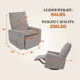 thumbnail image 2 of GASEE Baby Upholstered Glider Recliner Rocking Chair 360° Swivel for Nursery and Living Room – Corduroy Light Gray, 2 of 10
