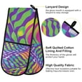 thumbnail image 2 of Yayeee Double Oven Mitt Kitchen Heat Resistant Baking 35" x7" Quilted Glove, Green Wavy Pattern, 2 of 6