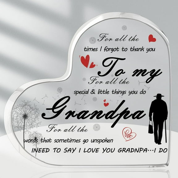 Gifts for My Grandpa, Heart Acrylic Plaque Signs, Grandpa Birthday Grandparents Day Gifts