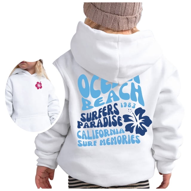 PMVFHDE Liquidation Chandails en Molleton à Col Rond pour Enfants, Chandail à Capuchon à Manches Longues pour Filles, Sweat à Capuche Graphique, Pulls Mignons pour Enfants, Vêtements pour Filles, Blanc, 5-6 Ans