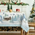 thumbnail image 2 of Horaldaily Christmas Tablecloth 60×60 Inch Square, Blue Snowman Pine Snow Washable Table Cover for Party Picnic Dinner Decor, 2 of 6