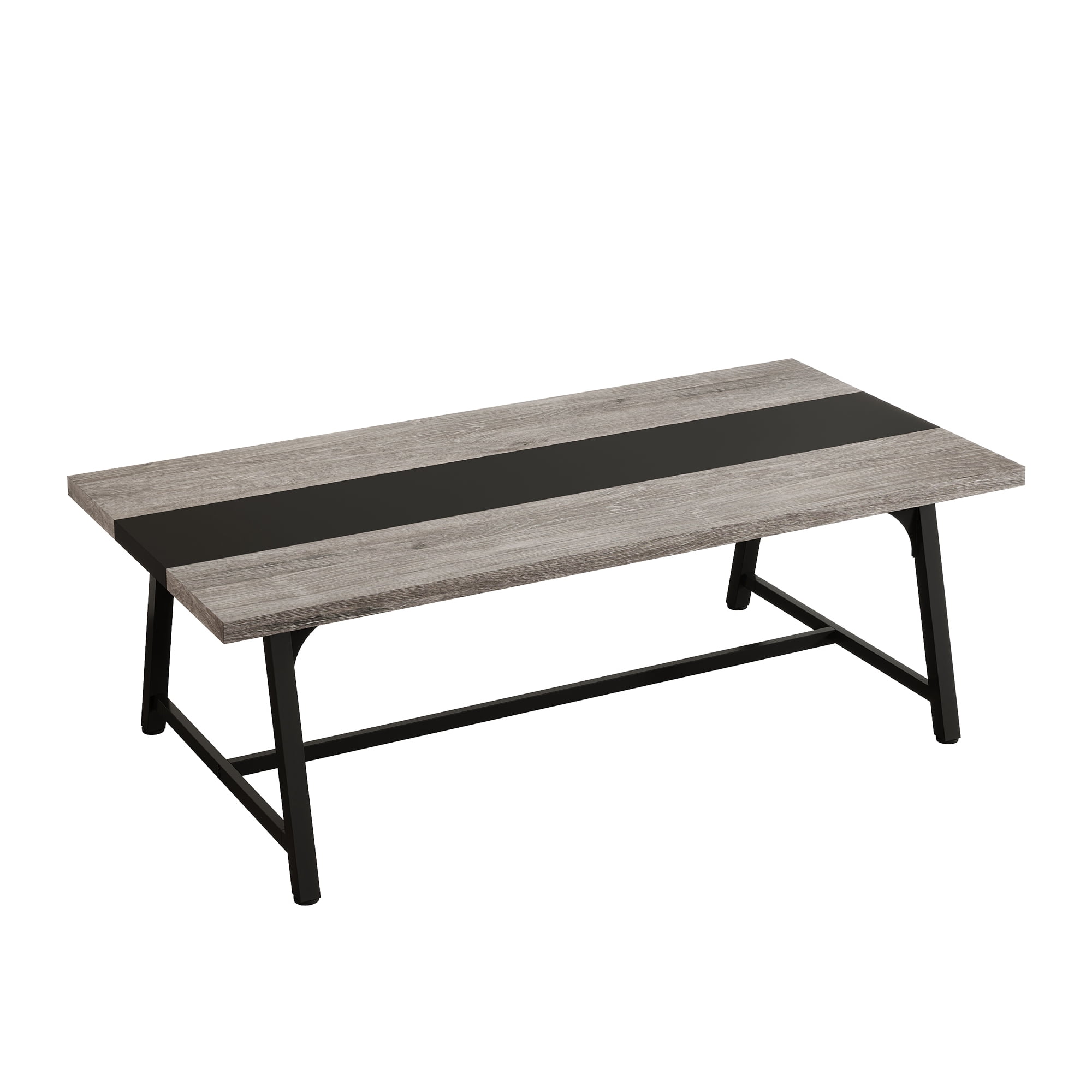 MAYEERTY 70.87 Inch Rectangular Wood Dining Table, Rustic Brown Kitchen Dinner Table with Heavy Duty Metal Frame for 6 to 8 People