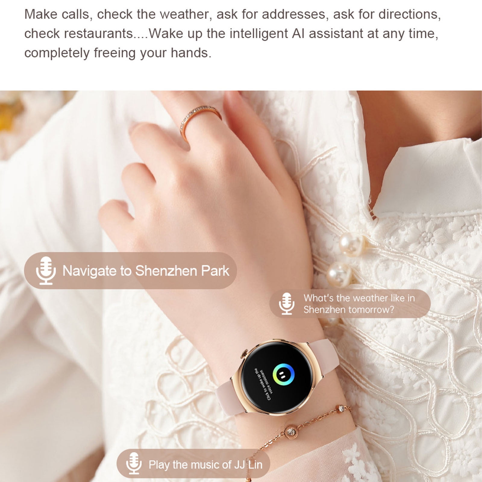 Hwkond Smart Watches Men Women, New Bluetooth Call For Women's Health Temperature NFC Smartwatch(Gold)