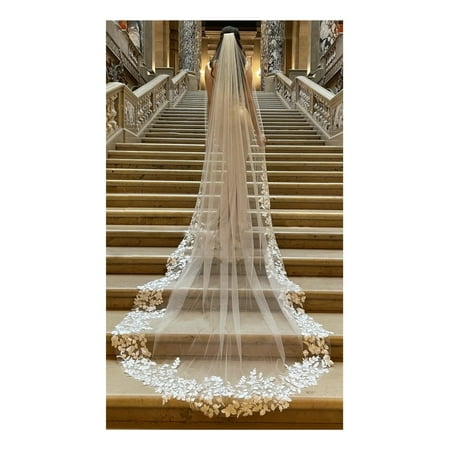 Luxurious Cathedral Bridal Veil - Long Voile Tulle Wedding Veil with Comb for Elegant Bride Accessories