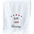 thumbnail image 4 of Serafina Home Patriotic White Hand Towels: Luxury Soft Absorbent Terry Cloth Embroidered American Sentiments: Faith Love Blessings, 16" by 28" Inch, 2 Piece, 4 of 8