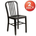 thumbnail image 3 of Flash Furniture Commercial Grade 2 Pack Black-Antique Gold Metal Indoor-Outdoor Chair, 3 of 14