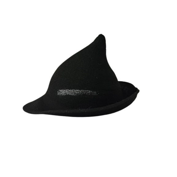 Short Salem Witch Hat - Wired Brim - Black