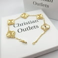 thumbnail image 5 of 925 Sterling Silver Clover Bracelet 18k Gold Plated Adjustable Jewelry for Men and Women, 5 of 8