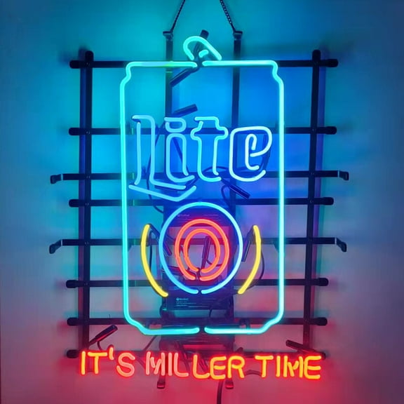 Queen Sense 24"x20" Custom Millers Lite Can It's Millers Time Neon Sign Man Cave Beer Pub Bar Artwork Handmade Wall Decor Gift Neon Light 124MLCIMT
