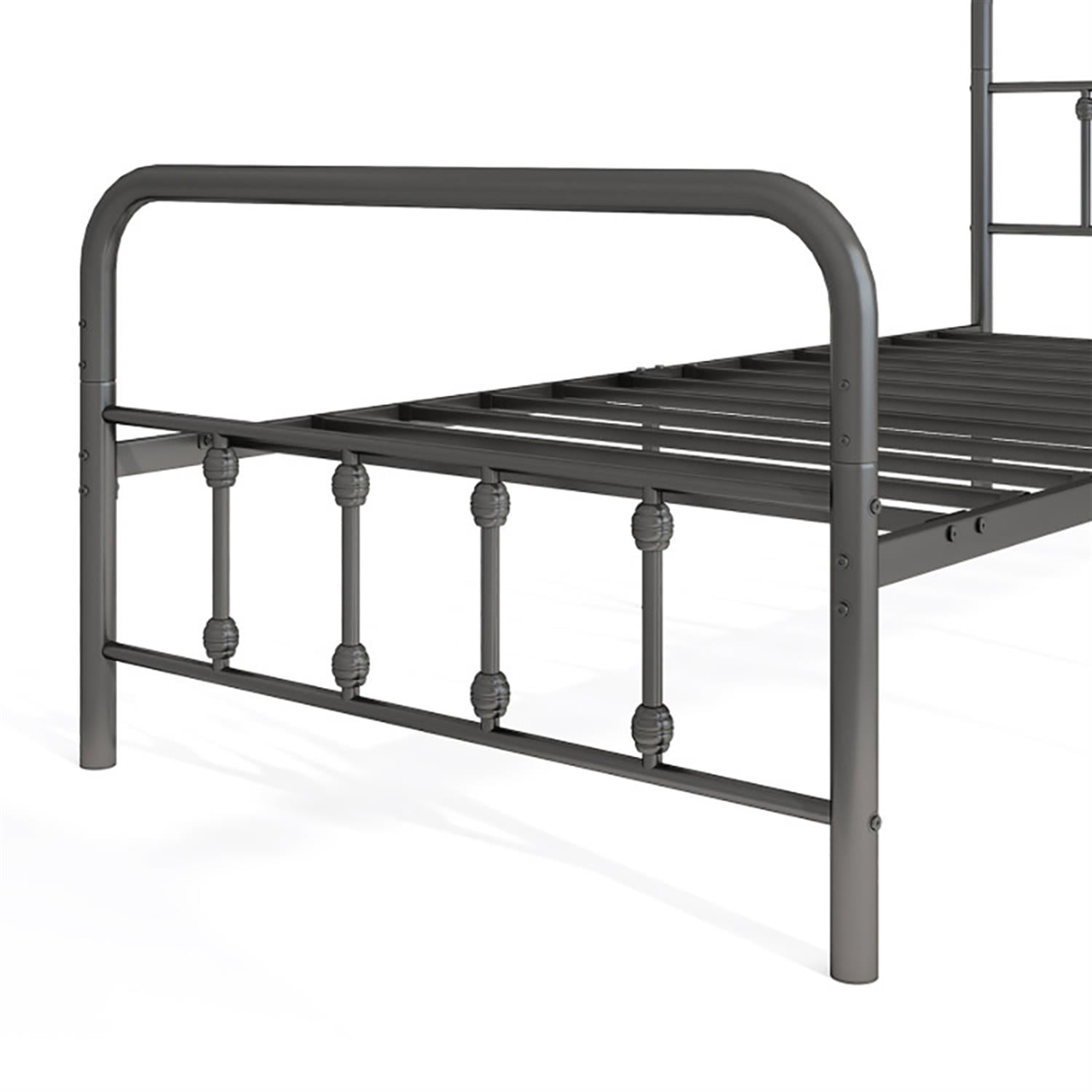 Demi Bonn Classic Metal Platform Bed Frame with Victorian Style Iron-Art Headboard/Footboard/Under Bed Storage/No Box Spring Needed/Twin Size, Black