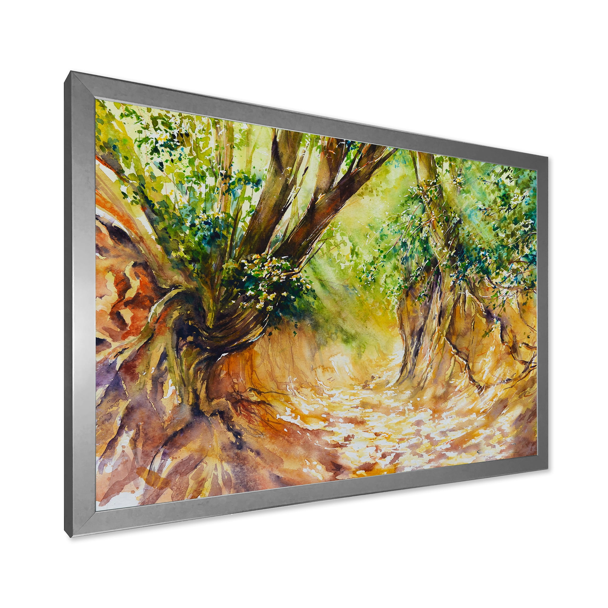 Designart 'Little Road in Deep Forest ' Traditional Framed Art Print
