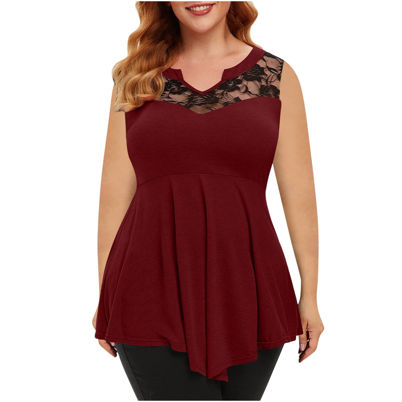 1600px x 1600px - Amtdh Tops for Women Women's Plus Size Asymmetrical Tunic Tops for Women  Lace Appliques V Neck Cold Shoulder T Shirt for Teen Girls Swing Pleated  Blouse Dressy Top Red XXXXL - Walmart.com