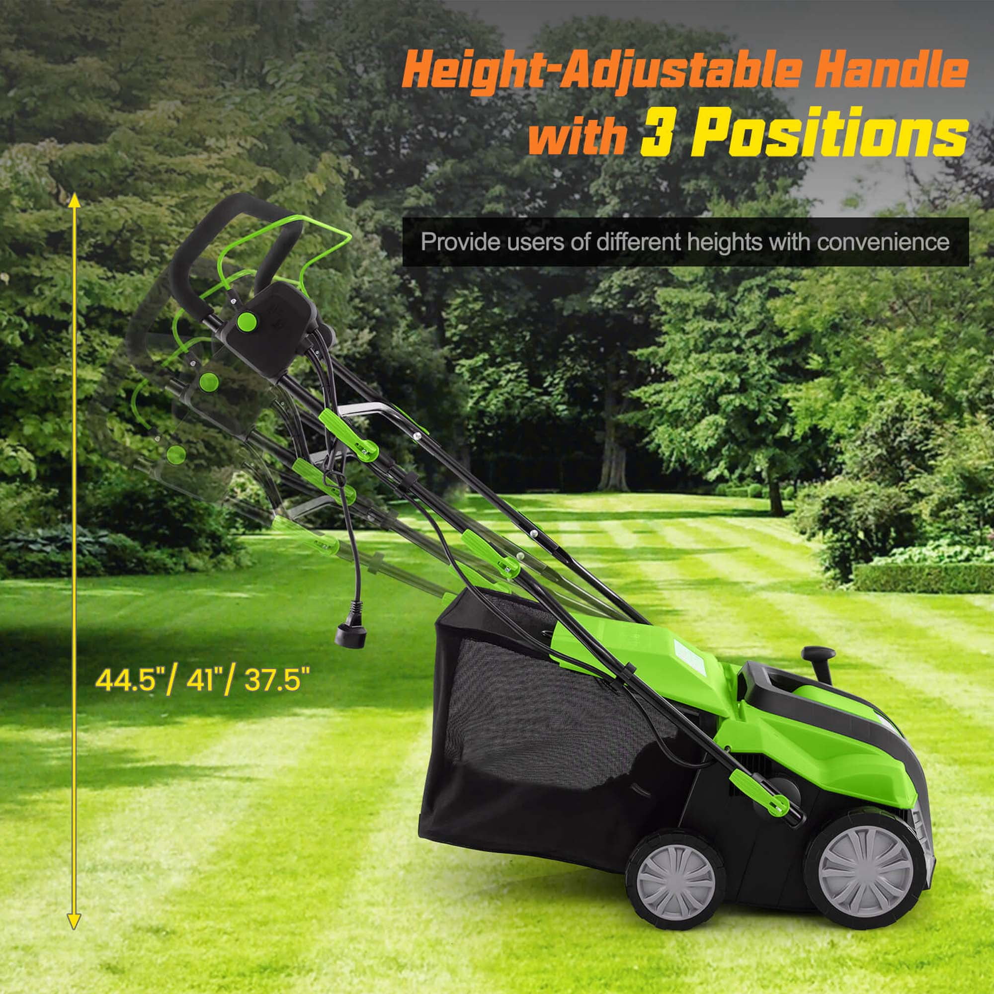 Costway 16-Inch Electric Dethatcher & Scarifier 15A 2-In-1 Lawn Dethatcher Green