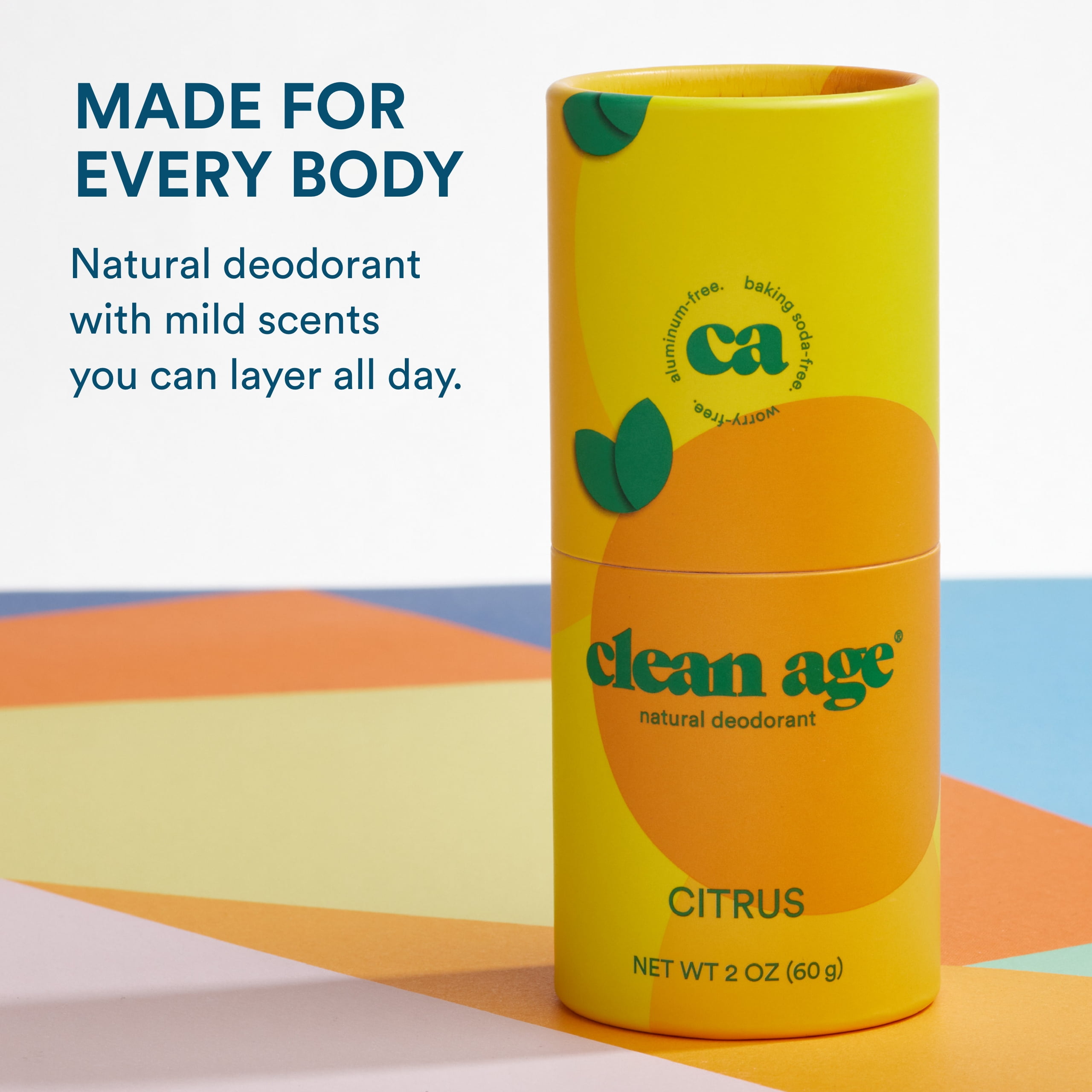(2 pack) Clean Age Natural Deodorant for Teens, Women, Men | Aluminum Free, Baking Soda Free, Citrus 2 oz.