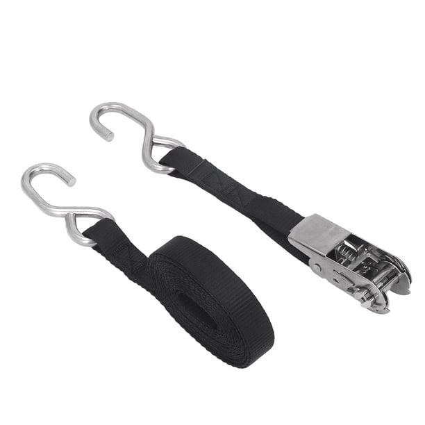 Correas De Amarre Con Trinquete, Resistentes, Negras, 1 Pulgada, 25 Mm, Costuras Precisas A Prueba Para Motocicleta, Remolque, Camión, Kayak, Barco, Poliéster, Acero Inoxidable,