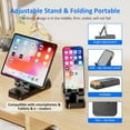 thumbnail image 3 of Cell Phone Stand with Wireless Bluetooth Speaker,Loud with bass Phone Speaker Amplifier, Foldable Adjustable Desk Kitchen Bracket Sturdy Stable Holder for iPhone ipad Tablet Android-Black, 3 of 6