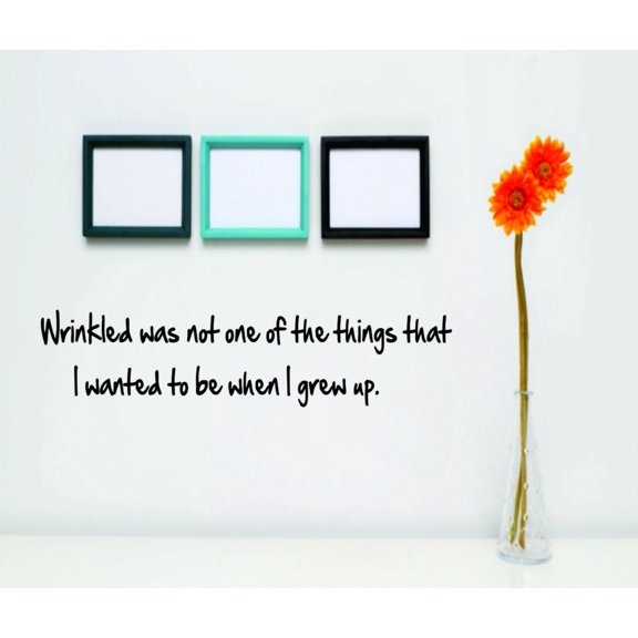 Wrinkled Was Not What I Planned To Be When I Grew Up Picture Art Life Quote - Peel & Stick Sticker - Vinyl Wall Decal 4 X 20 Inches
