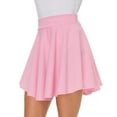 thumbnail image 5 of Women Casual Mini Stretch Waist Flared Plain Pleated Skater Skirt (Medium, Black), 5 of 8