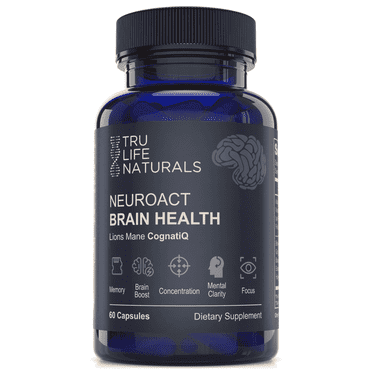 NEUROACT Brain Health , Natural Nootropic Supplement for Memory, Focus, Concentration with CognatiQ (NeuroFactor) , Lions Mane Mushroom, Phospatidyl Serine, Bacopa Monnieri | 60 Capsules