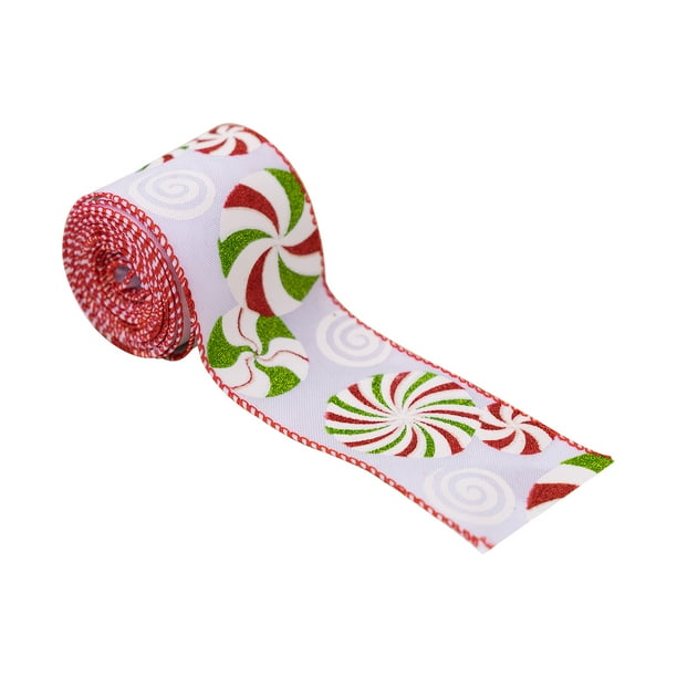 Cinta de Navidad de vid de caramelo de tela Kearding Proyectos de bricolaje Decoraciones de cinta de borde de alambre Tipo A
