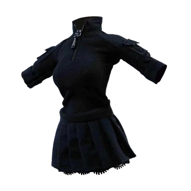 Conjunto de uniforme femenino, camisa, falda, ropa de entrenamiento, ropa informal de moda, accesorios de cosplay para coleccionistas a escala para Abrigo negro
