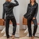 thumbnail image 5 of Conjunto de pijama suave para mujer, ropa de dormir sedosa, pijama de fiesta de manga larga, 5 of 5