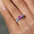 thumbnail image 4 of Gem Stone King 1.94 Cttw Oval Pink Created Sapphire and Blue Tanzanite 925 Sterling Silver Ring for Women | Gemstone Birthstone | Oval 7X5MM and Round 5MM (Size 5), 4 of 6