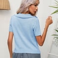 thumbnail image 2 of SWSMCLT Women's Short Sleeve Sweater Soft Elegant Pullover Sweaters Top Summer V Neck Fashion Fall Acrylic Light Blue Large, 2 of 5