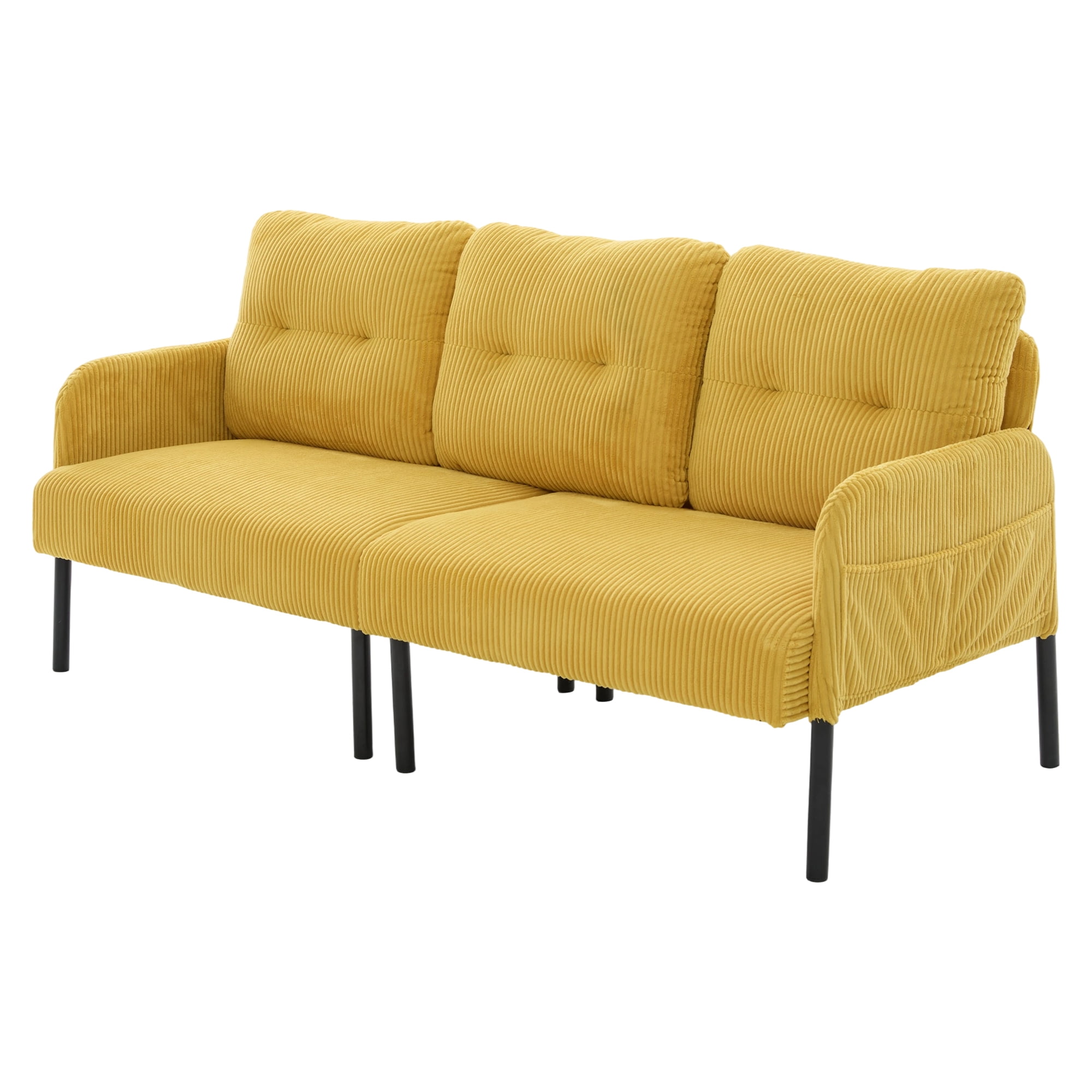 Jopath Oversized Loveseat, Double-Seater Sofa Cozy Bedroom Sofa with Metal Legs and Side Pockets for Living Room Bedroom Dorm Apartment Mustard Yellow