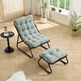 thumbnail image 2 of Patio Outdoor Lounge Chair with Ottoman, Comfy Sling Recliner Chair with Puffy Cushion and Foot Stool, Ideal for Living Room, Bedroom, Reading Room, 2 of 4