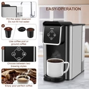 SIFENE 3-in-1 Single Serve Coffee Maker, Compatible with K Cup Capsules & Grounds, Tea Maker, 6-10 Oz Brew Sizes, 50 Oz Removable Reservoir, Fast Brew, Compact Design, 120V 1150W, Black